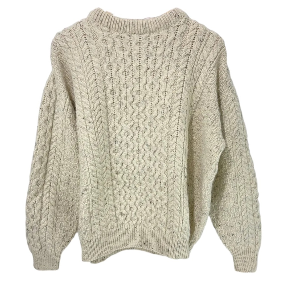 Vintage Aran Crafts 100% Wool Cable Knit  Fisherman Sweater Ireland Large Unisex
